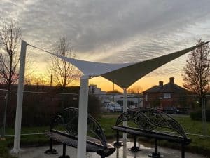 Art benches with canopy