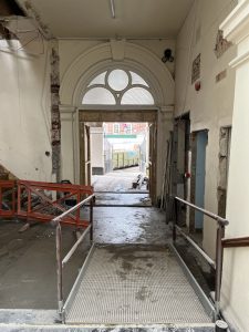 Looking out from the Corn Exchange entrance to the lobby 